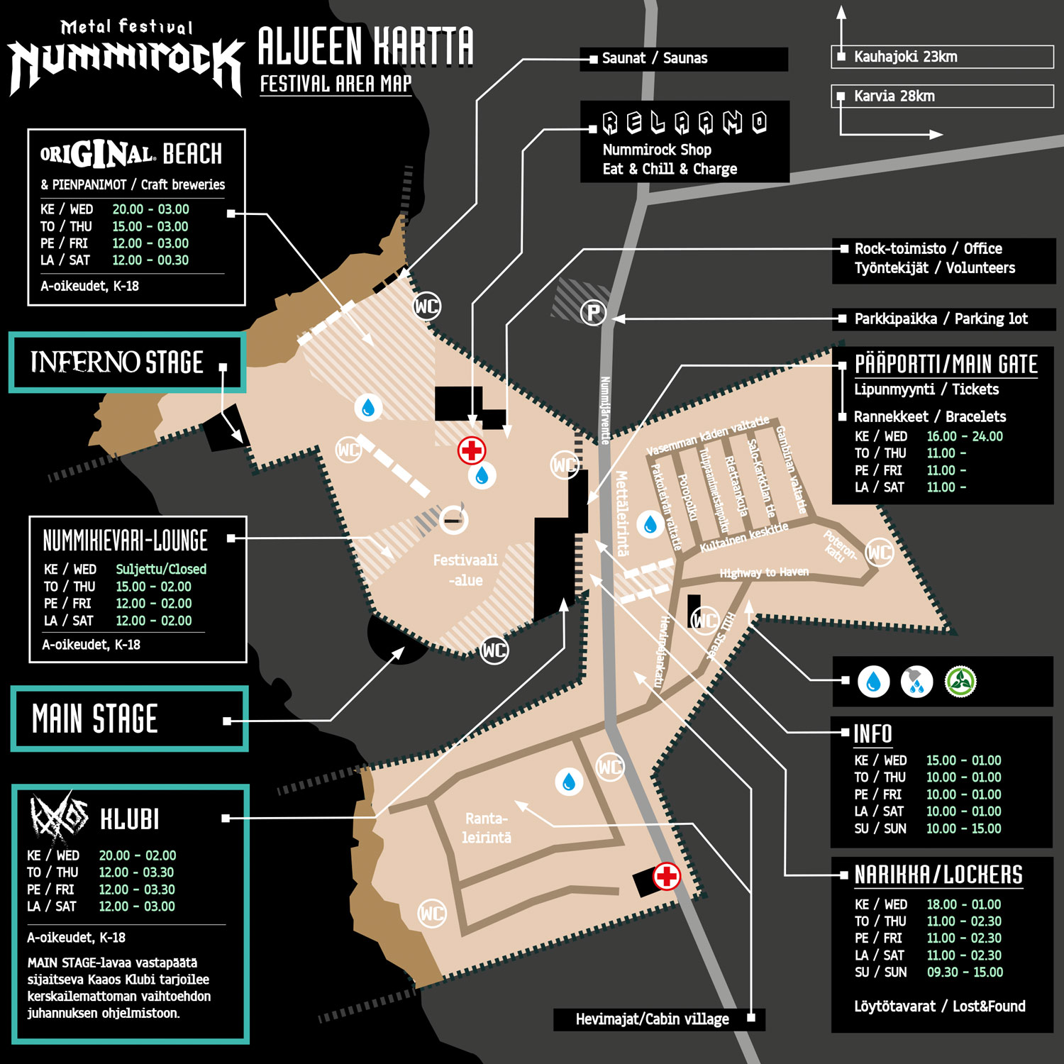 Nummirock - Festivaalialueen Kartta